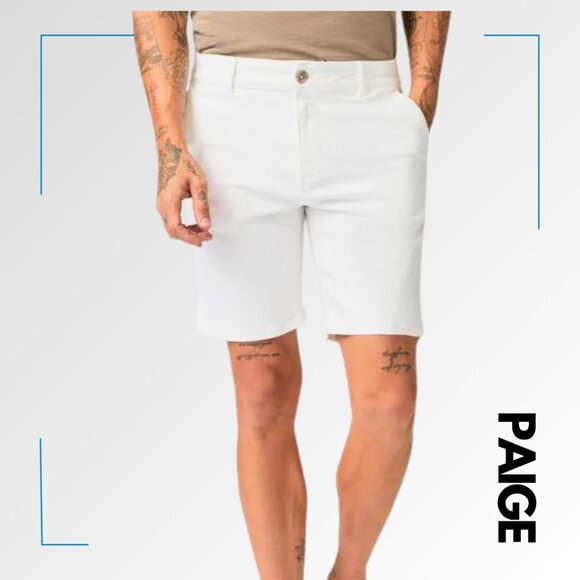 PAIGE Men's Thompson Cotton Flat-Front Shorts - 33 - Picture 1 of 13